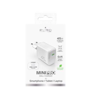 Ładowarka sieciowa USB-C PD GaN 45W - biała