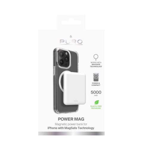 Powerbank 5000mAh USB-C MagSafe Power Mag - biały