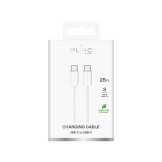 Kabel przewód USB-C TPE 25W 3m - biały