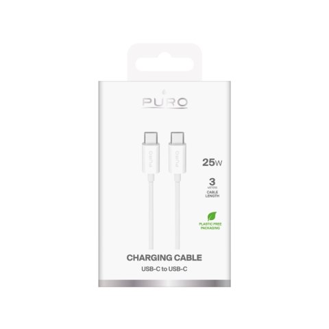Kabel przewód USB-C TPE 25W 3m - biały