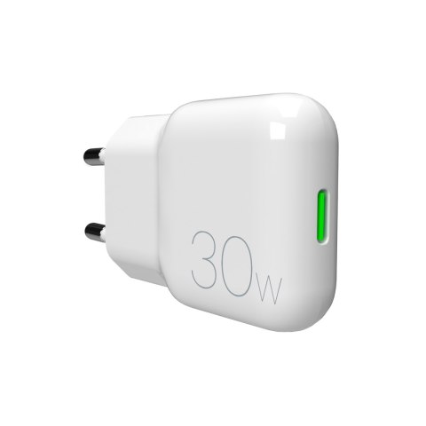 Ładowarka sieciowa USB-C GaN 30W - biała