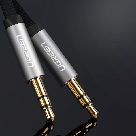 Płaski kabel przewód audio AUX 3.5 mm mini jack 5m srebrny