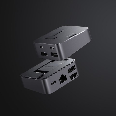 Podstawka wielofunkcyjny HUB do MacBook Pro USB-C USB 3.0 RJ45 HDMI Thunderbolt szary