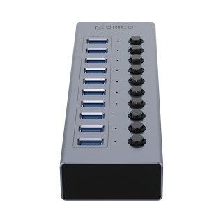 Hub BT2U3-10AB z włącznikami 10x USB-A - szary