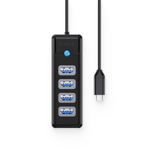 Hub rozdzielacz PW4U-C3 USB-C - 4x USB-A - czarny