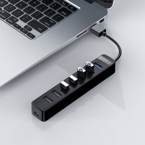 Hub rozdzielacz TWU32-4A USB-A - USB-A USB-C 5V/3A - czarny