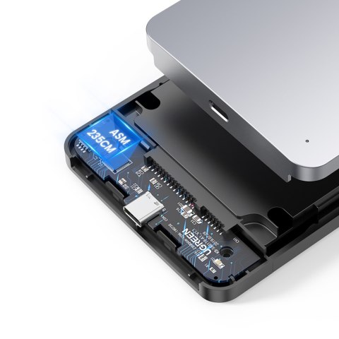 Kieszeń na dysk twardy 2.5'' SATA 3.0 6Gbps + kabel USB-C 0.5m - srebrny