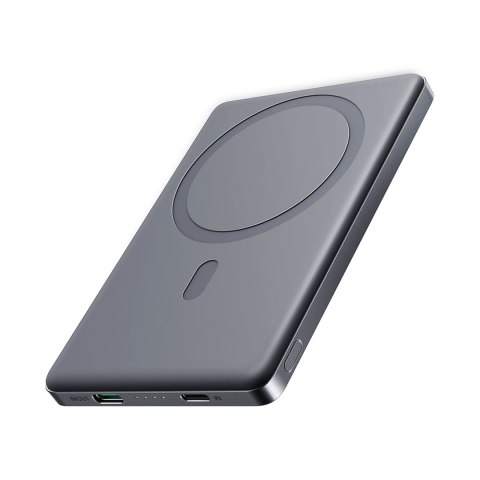 Powerbank 5000mAh USB-C 20W PD i ładowaniem indukcyjnym 15W - szary