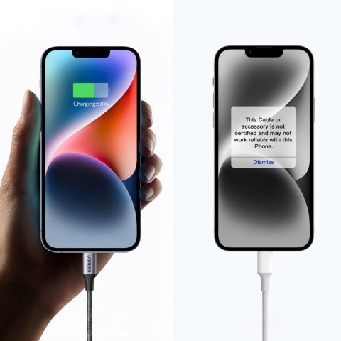 Kabel przewód Lightning - USB-C MFi 1.5 m - szary