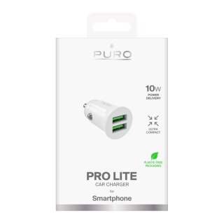Ładowarka samochodowa 2x USB-A Pro Lite 10W - biała