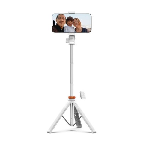 Selfie stick kijek do zdjęć Bluetooth z tripodem pilotem i głowicą 180 do 148cm - biały