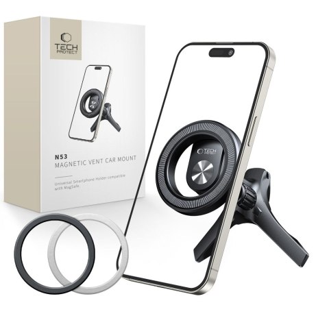 Uchwyt samochodowy na kratkę nawiewu do smartfona z pierścieniami MagSafe N53 - czarny