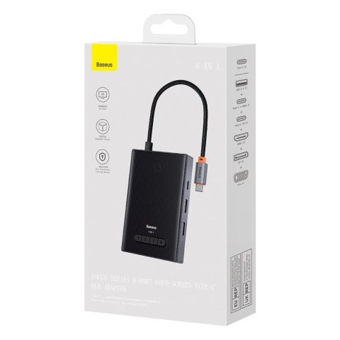 8w1 HUB adapter HDMI DisplayPort VGA USB-A USB-C - szary