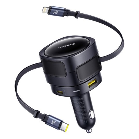 Ładowarka samochodowa USB-C z kablem USB-C iPhone Lightning 90W - czarna