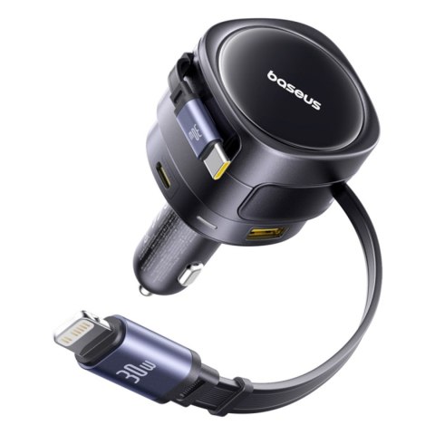 Ładowarka samochodowa USB-C z kablem USB-C iPhone Lightning 90W - czarna