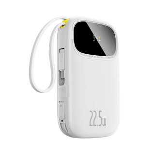 Powerbank 20000mAh 22.5W z wyświetlaczem kablami USB-C iPhone Lightning - biały