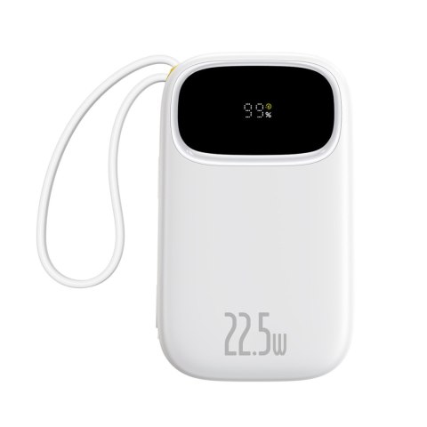 Powerbank 20000mAh 22.5W z wyświetlaczem kablami USB-C iPhone Lightning - biały