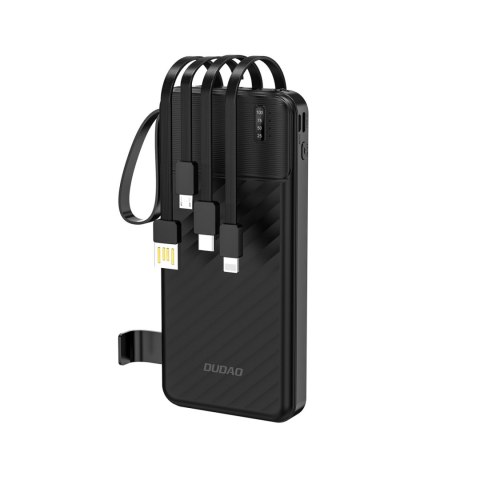 Powerbank K11 10000mAh z wbudowanymi kablami - czarny