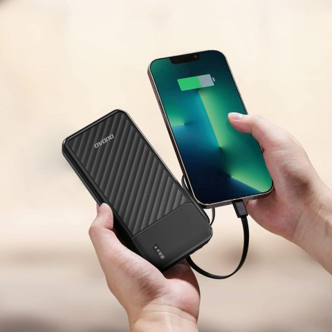 Powerbank K11 10000mAh z wbudowanymi kablami - czarny