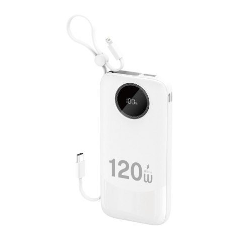 Powerbank K13 10000mAh z wbudowanym kablem - biały