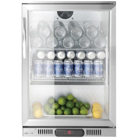 Lodówka chłodziarka barowa podblatowa 1-drzwiowa LED 75 l 120 W 53x50x84 cm - srebrna