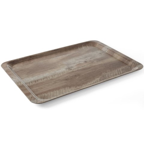Taca do serwowania prostokątna antypoślizgowa 370x530 mm - ciemne drewno