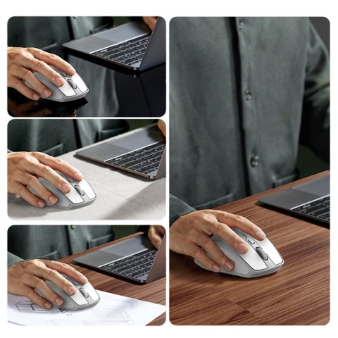 Ergonomiczna bezprzewodowa mysz myszka do komputera MU101 Bluetooth 2.4 GHz biała