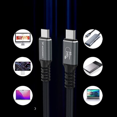 Kabel przewód Thunderbolt 4 USB-C 240W 4K 1.5m - czarny