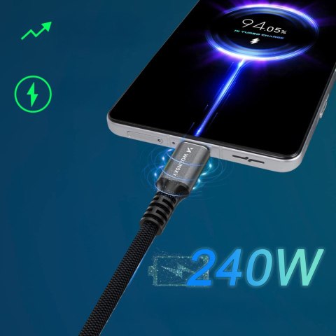 Kabel przewód Thunderbolt 4 USB-C 240W 4K 1.5m - czarny
