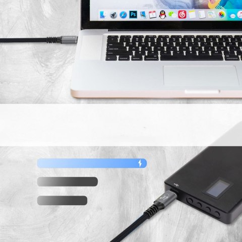 Kabel przewód Thunderbolt 4 USB-C 240W 4K 1.5m - czarny