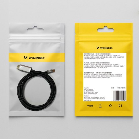 Kabel przewód USB-C - HDMI 4K 60Hz 1.8m - czarny