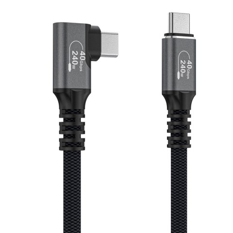 Kabel przewód kątowy Thunderbolt 4 USB-C 240W 4K 1m - czarny