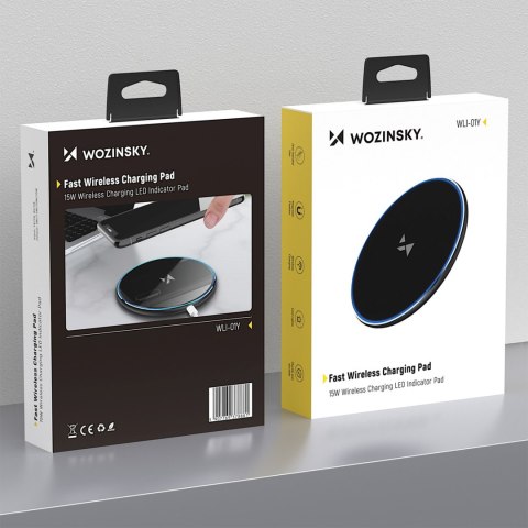 Ładowarka indukcyjna bezprzewodowa Qi z kablem USB-C 15W - czarny