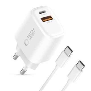Ładowarka sieciowa NCA20 USB-A USB-C PD QC 20W z kablem USB-C 1m - biała