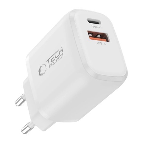 Ładowarka sieciowa NCA20 USB-A USB-C PD QC 20W z kablem USB-C 1m - biała