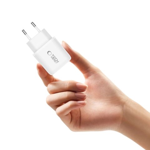 Ładowarka sieciowa NCA20 USB-A USB-C PD QC 20W z kablem USB-C 1m - biała