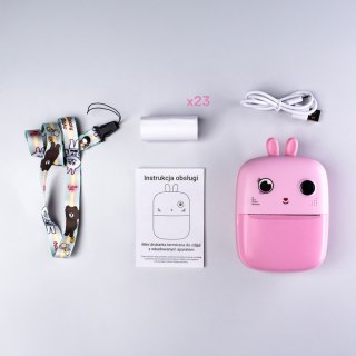 Mini drukarka termiczna z aparatem fotograficznym i kamerą HURC10R - różowa