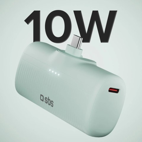 Powerbank EcoPower 5000 mAh 10W z wbudowanym portem USB-C - zielony
