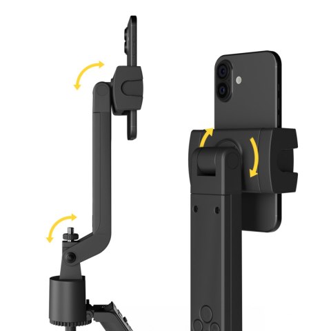 Selfie stick kijek statyw do zdjęć ze śledzeniem twarzy 360 AI sterowaniem gestami - czarny