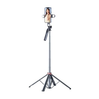 Selfie stick teleskopowy statyw do zdjęć z podwójną lampą i uchwytem na telefon 1.75m