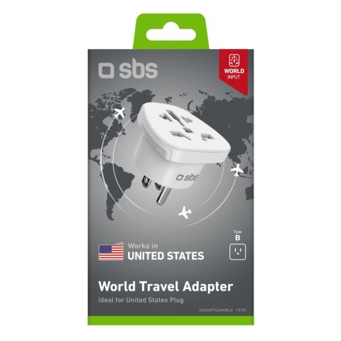 Adapter sieciowy podróżny US Stany Zjednoczone - biały