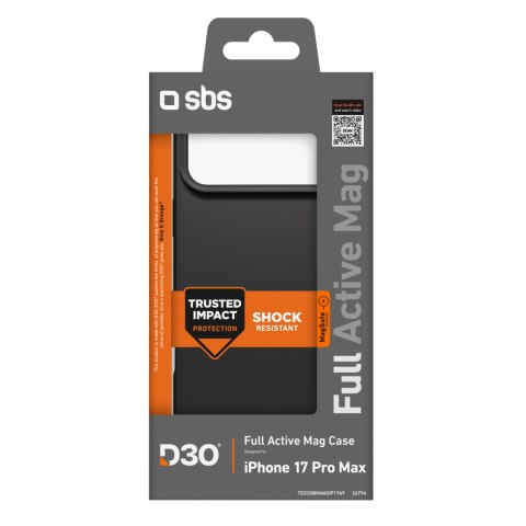 Etui case na iPhone 17 Pro Max z technologią D3O Full Active Mag - czarne