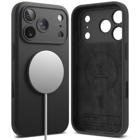Etui plecki na iPhone 17 Pro Max Silicone Magnetic MagSafe - czarne