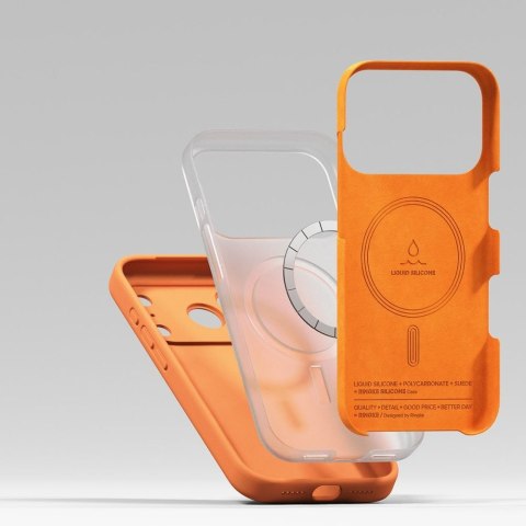 Etui plecki na iPhone 17 Pro Max Silicone Magnetic MagSafe - pomarańczowe