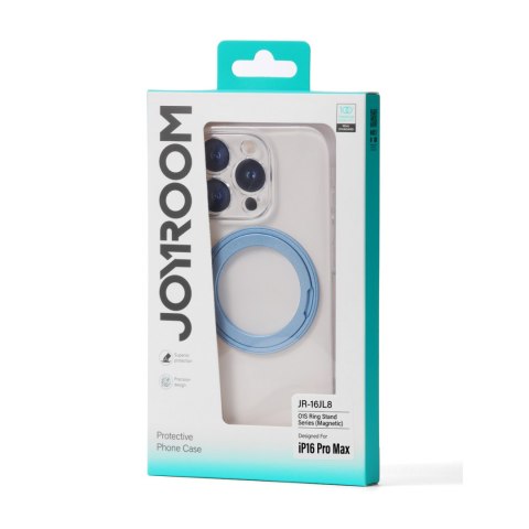 Etui pokrowiec z ringiem-podstawką 360 do iPhone 16 Pro Max MagSafe - niebieskie