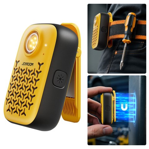 Głośnik przenośny z latarką magnesem klipsem Bluetooth IP67 - żółty