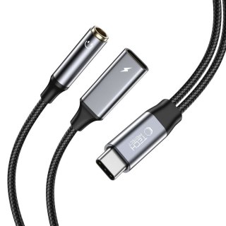Kabel przewód USB-C - USB-C / mini jack 3.5mm - czarny