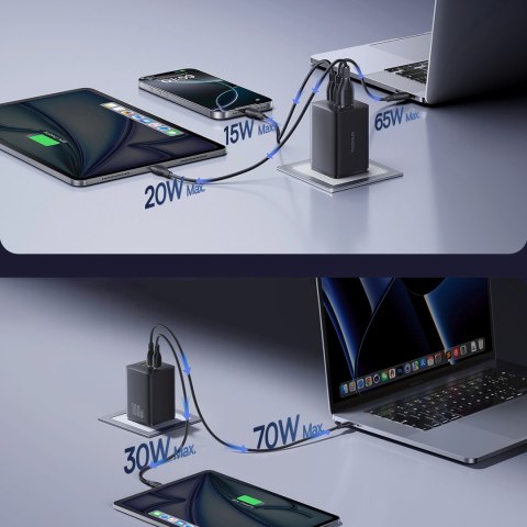 Ładowarka sieciowa USB-A USB-C EnerFill FE11 100W - czarna
