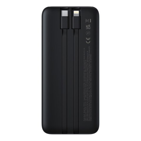Powerbank 10000mAh 22.5W z wyświetlaczem kablami USB-C iPhone Lightning Lipow - czarny