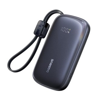 Powerbank 10000mAh 22.5W z wyświetlaczem odłączanym kablem - czarny